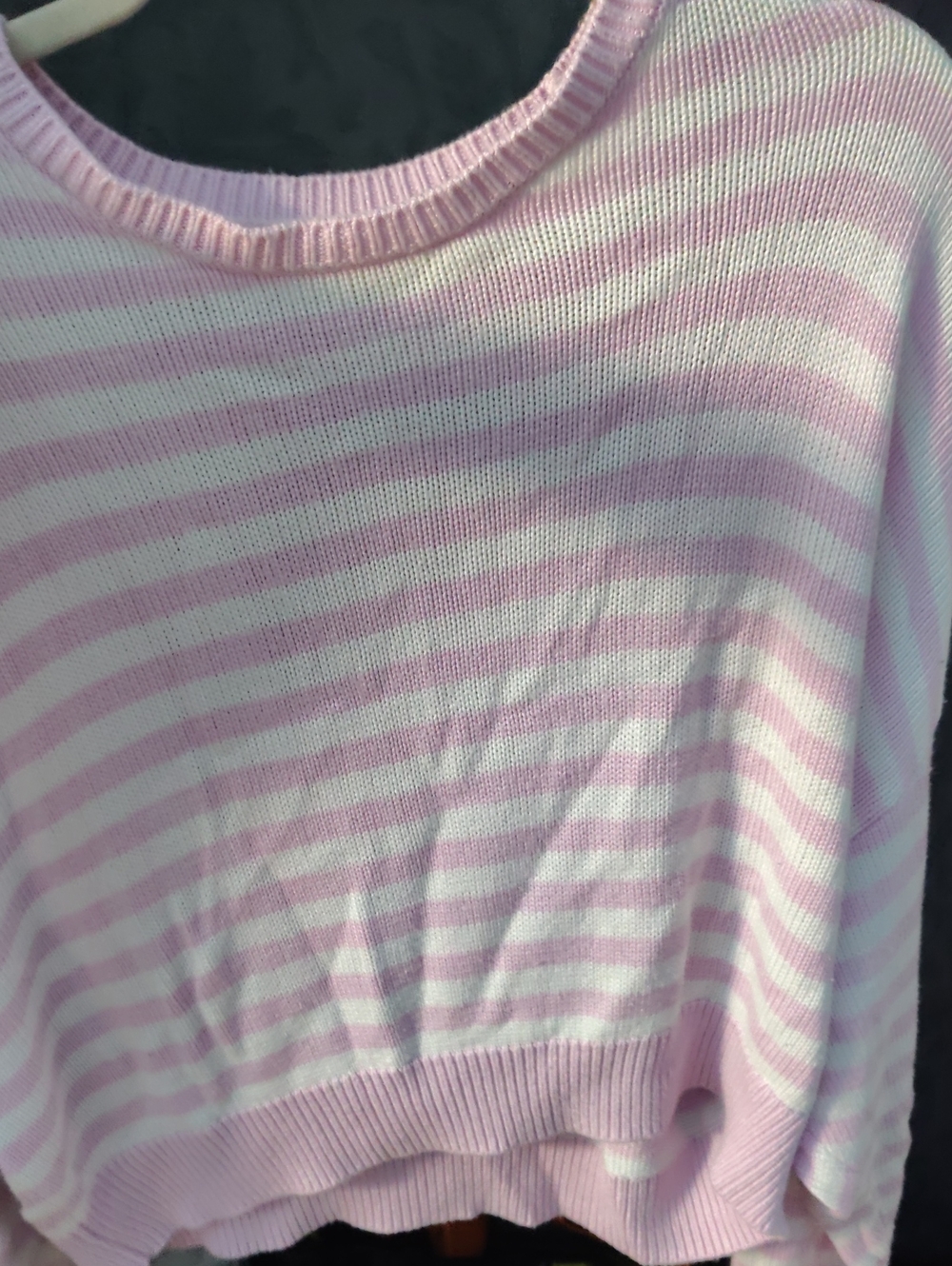 Victoria's Secret Light Pink and White Striped Crew Sweater